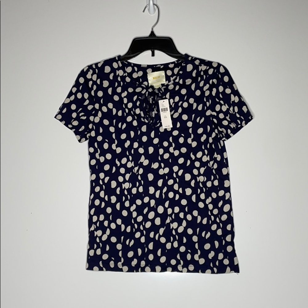 NWT Anthropologie Maeve Tie Neck Polka Dot Shirt sz XXS